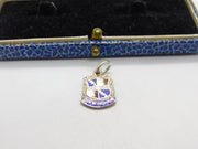 Sterling Silver and Enamel Travel Shield Birmingham Charm Pendant Vintage c1970