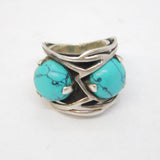Taxco Sterling Silver & Howlite Set Statement Ring Vintage c1970s