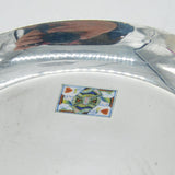 Victorian Pair of Sterling Silver & Enamel Playing Card Dishes Antique 1894