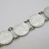 20th Century Belgian 50 Centimes Coin Bracelet Antique 1927 Art Deco