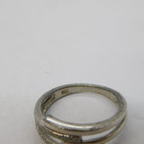 Sterling Silver Textured Crossover Modernist Ring Vintage c1970 Size O 1/2 UK