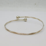 Sterling Silver Crossover Wavy Studio Bangle With Spheres Modern 1992 Sheffield