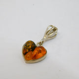 Sterling Silver Mixed Free Set Baltic Amber Heart Charm Pendant Vintage c1970