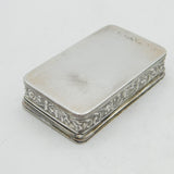 Edwardian Sterling Silver Sailing Scene Snuff Box Antique 1906 Birmingham