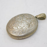 Victorian Sterling Silver Back & Front Floral Locket Pendant Antique c1880