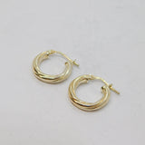 Pair of Sterling Silver Patterned Round Huggie Hoop Earrings Vintage c1970