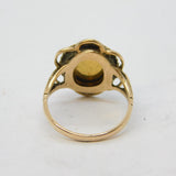 9ct Yellow Gold & Derbyshire Blue John Floral Dress Ring Vintage Sheffield