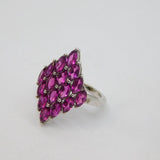 Sterling Silver 16 Almandine Garnet Statement Ring Vintage c1970 Size N 1/2
