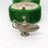 Sterling Silver Genie in the Lamp Opening Charm Pendant Vintage c1970