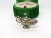 Sterling Silver Genie in the Lamp Opening Charm Pendant Vintage c1970