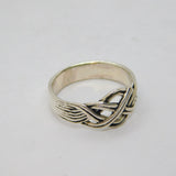 Sterling Silver Oxidised Celtic Knot Dress Band Ring Vintage c1970 Size M