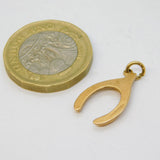 9ct Yellow Gold Lucky Wishbone Charm Pendant Vintage 1972 London
