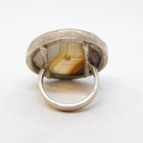 Sterling Silver Mounted Large Banded Agate Statement Ring Antique