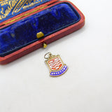 Sterling Silver and Enamel Grantown Travel Shield Charm Pendant Vintage c1970