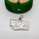 Sterling Silver Enamel Montana USA State Charm Pendant Vintage c1970