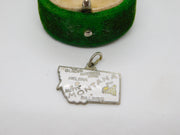 Sterling Silver Enamel Montana USA State Charm Pendant Vintage c1970