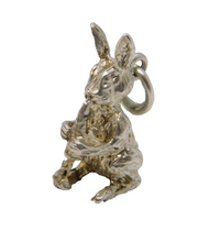 Sterling Silver Rabbit with the Carrot Charm Pendant Vintage c1970