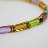 Contemporary 9ct Yellow Gold & Multi-Stone Set Tennis Bracelet 7.8" Length