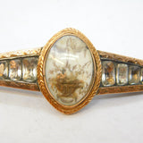 Georgian 9ct Gold, Silver & Black-Dot Paste Floral Urn Mourning Brooch Antique