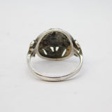 Art Deco Sterling Silver Marcasite Set Target Ring Antique c1920s Art Deco