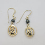 Pair of Sterling Silver Celtic Design Hook Drop Studio Earrings Vintage c1990
