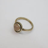 Sterling Silver Cabochon Rose Quartz Ring Vintage 1978 Birmingham Size J 1/2