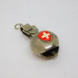 Swiss .800  Silver & Enamel Cowbell With Buckle Charm Pendant Vintage c1960s