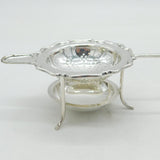 Sterling Silver Rose Form Tea Strainer & Drip Stand Vintage 1953 Sheffield