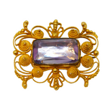 George III 20ct Yellow Gold Cannetille Work Foil-Back Paste Brooch Antique c1820