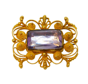 George III 20ct Yellow Gold Cannetille Work Foil-Back Paste Brooch Antique c1820