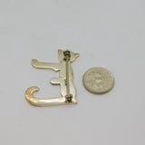 Sterling Silver Modernist Cat Initial E Brooch Vintage c1970