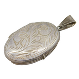 Sterling Silver Floral Pattern Locket Pendant Vintage c1970s