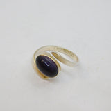 .800 Silver Cabochon Amethyst Wrap Around Studio Ring Vintage c1970 Size M