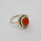 Sterling Silver Cabochon Carnelian Studio Style Dress Ring Vintage c1970 Size O