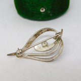 Sterling Silver & Blue Topaz Floral Spray Brooch Vintage c1970