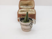 Sterling Silver Large Enamel Champagne Bottle Charm Pendant Vintage c1970