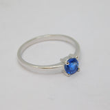 Sterling Silver Round Sapphire Solitaire Dress Ring Vintage c1970 Size N