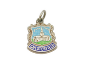 Sterling Silver Chesterfield Enamel Shield Souvenir Charm Pendant Vintage c1970
