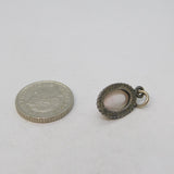 Sterling Silver Rose Quartz Cabochon Drop Charm Pendant Vintage c1970s
