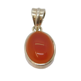 Sterling Silver Carnelian Cabochon Oval Drop Pendant Vintage c1970