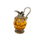 Sterling Silver Jug Or Pitcher With Orange Crystal Charm Pendant Vintage c1970s