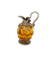 Sterling Silver Jug Or Pitcher With Orange Crystal Charm Pendant Vintage c1970s