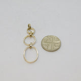 Sterling Silver Triple Linked Circles/Oval Long Drop Pendant Modern c2000s