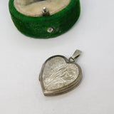 Sterling Silver Heart Locket Charm Pendant Vintage c1970