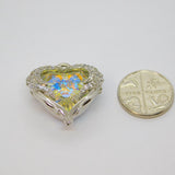 Sterling Silver Caged Crystal Heart With CZ Wings Pendant Modern c2010s