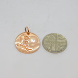 Rose-Gold On Sterling Silver Etched Flower Pattern Charm Pendant Vintage c2000