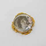 Edwardian 9ct Yellow Gold Double Locket Portrait Brooch Pin Antique c1910