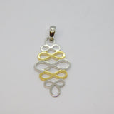 Gold On Sterling Silver Two-Tone Swirly Pattern Drop Pendant Vintage c1970