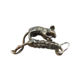 Sterling Silver Mouse on the Wheat Sheaf Charm Pendant Vintage c1970s