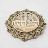 Italian .800 Silver & Rose Gold Fronted Classical Monument Brooch Vintage